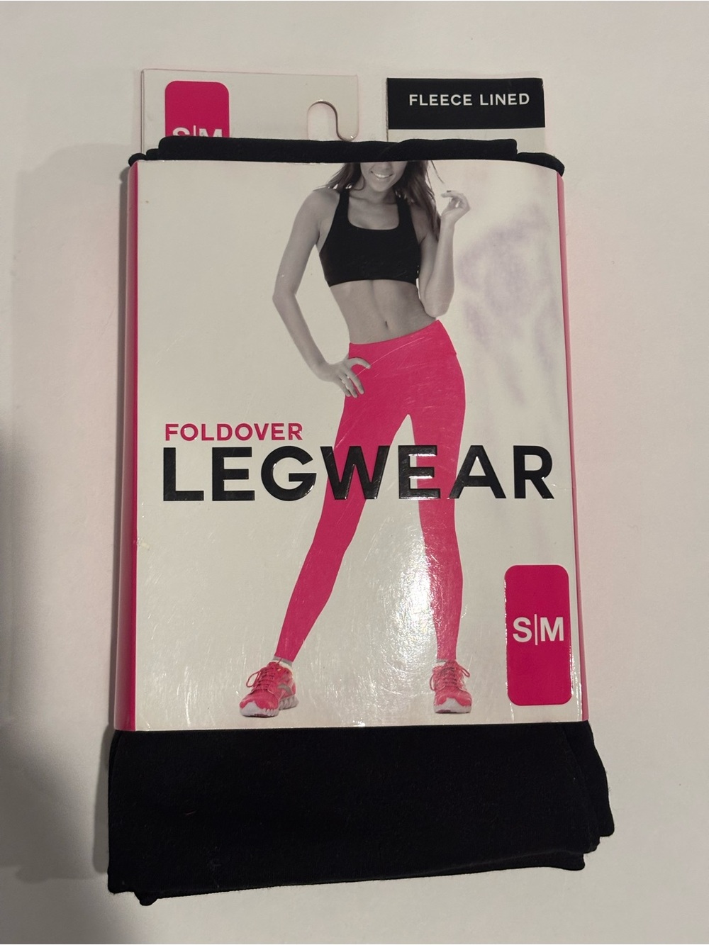 Black Fleece-Lined Foldover Legwear Leggings - Small/Medium